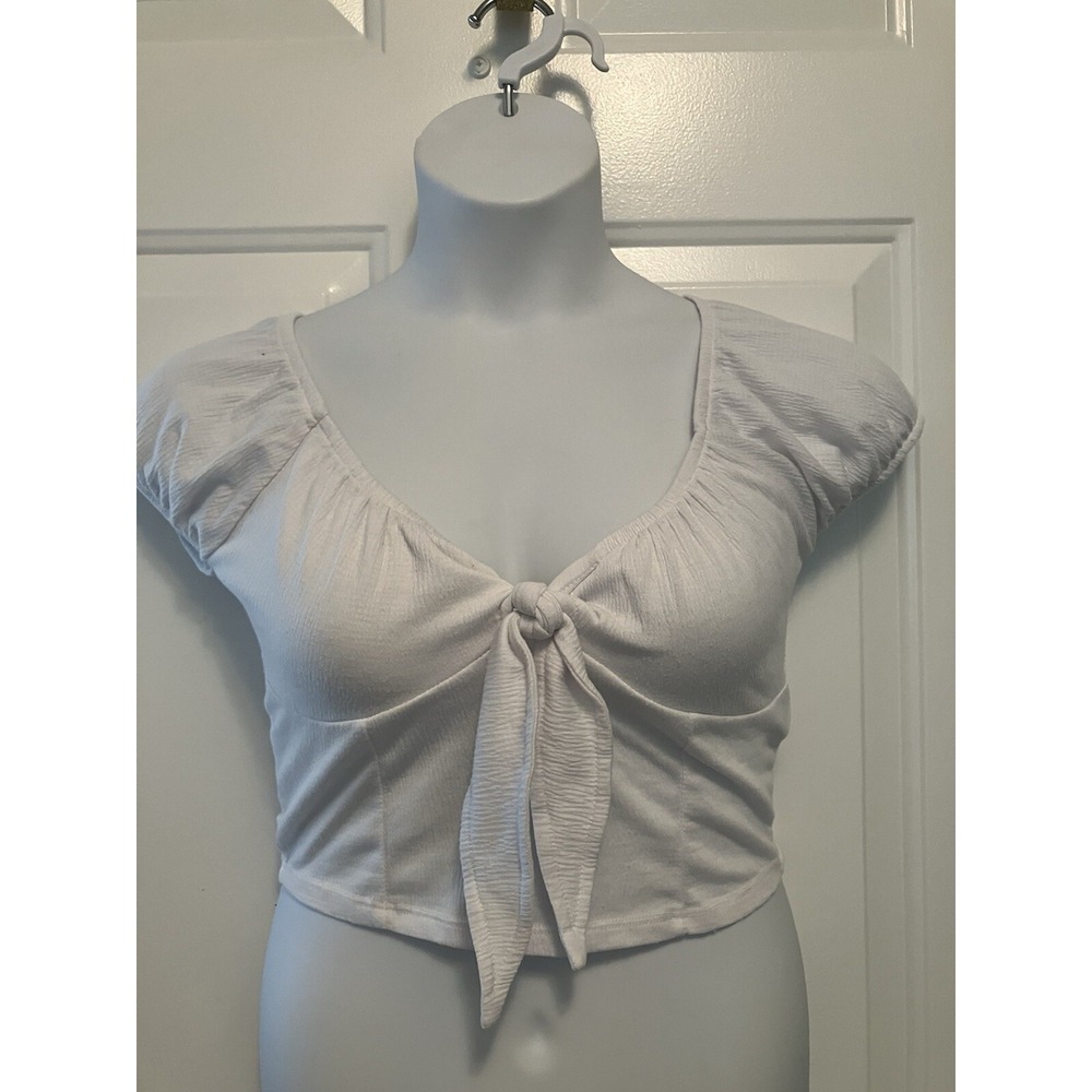 Cotton On Shirt Womens White Cropped Crop Top Sexy Short Sleeve Sz Small/Medium